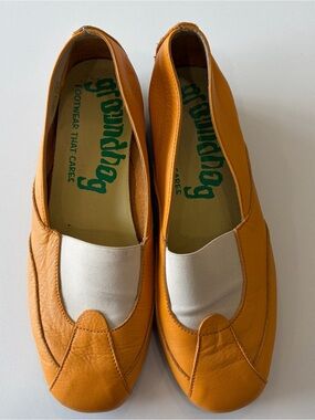 Mustard Yellow Leather Groundhog Shoes Size 36 /5.5 Made in Portugal